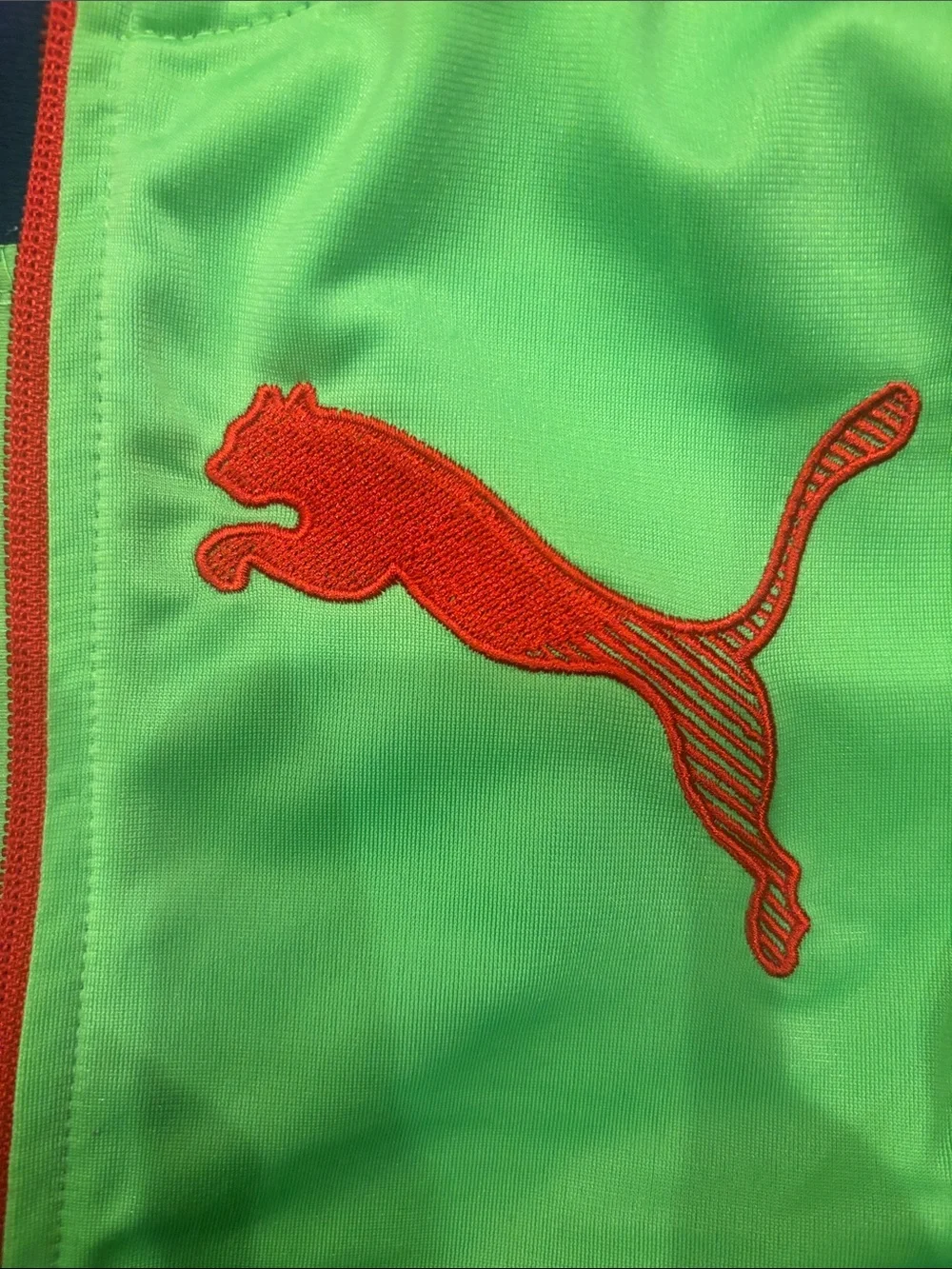 Puma Boys Lime Green & Navy Zip Jacket with Red Puma size 5